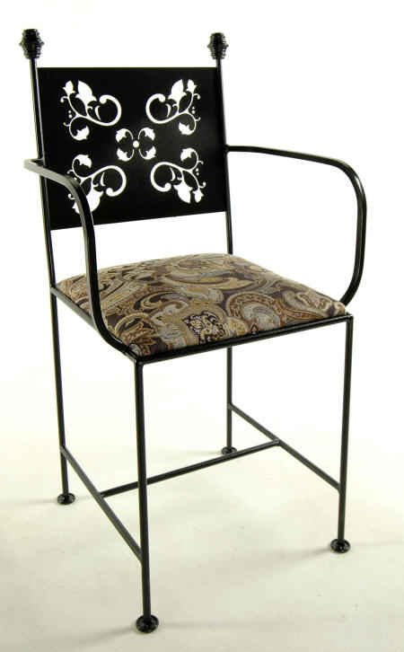 Leaves pattern wrought iron dining chair
