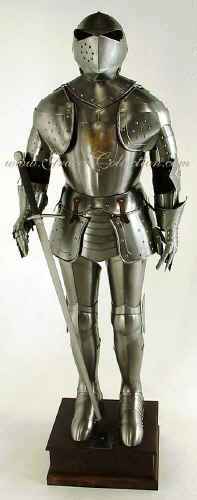 Medieval armor knight the Sentinel with sword and stand