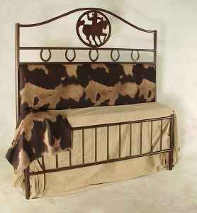 cowboy upholstered back wrought iron bed