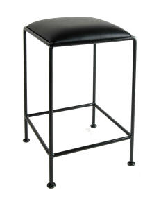 24 inch wrought iron, backless counter stool in black and black fabric