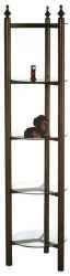 round wrought iron curio display rack with tempered glass shelves