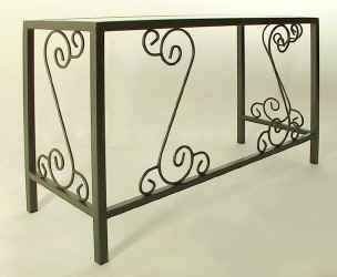 Wrought iron desk with glass corner view