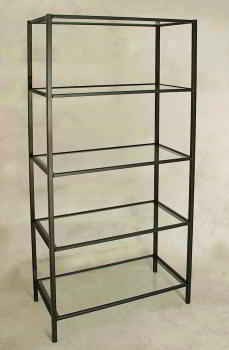 Display Fixture Etagere in Wrought Iron Black Finish with glass shelves