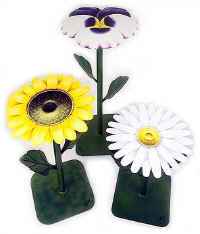 Hand painted mnetal flower pedestals