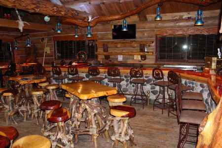 Lodge Bar In Wisconsin With Grace Wrought Ion Bar Stools