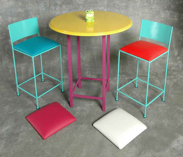 Low back bar stool bistro set in bold colors
