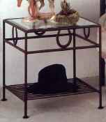 Horseshoe night stand table with glass