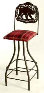 Bear wrought iron bar stoo with swivel seat