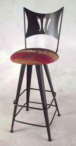 Chili Peppeer Swivel Bar Stool with peppers cutout on back