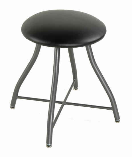 swivel vaninty stool with waterproof black seat and gun metal finish