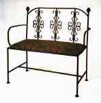 Gothic Curl Wrought Iron Bench With Upholstered Seat